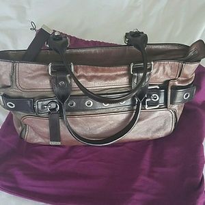 EUC Etro leather Pink silver brown handbag w/ dust bag vintage buckle top handle
